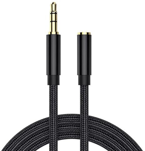 Cavo di prolunga stereo per cuffie, 3,5 mm, 5 m, in nylon intrecciato, cavo AUX da mini jack maschio a femmina, cavo di prolunga audio per laptop, PC, tablet, cuffie, altoparlanti, smartphone, lettori