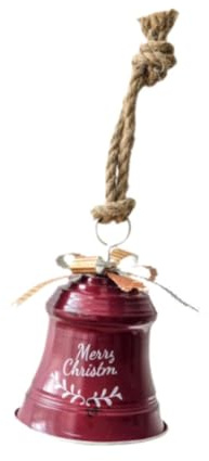 Perfeclan Weihnachtsglocke mit Band, Weihnachtsbaumschmuck zum Aufhängen, Weihnachtsdekoration aus Metall, Rot, S