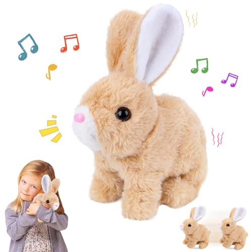 Vibbang My Realistic Bunny Toy, Easter Interactive Bunny Toy with Sounds Movements, Rabbit Pet Plush Toys, Hopping Electric Toys, Stuffed Rabbit Toys for Easter Birthday