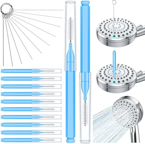 Lumkew Lot de 20 pics de nettoyage pour pommeau de douche, plusieurs tailles, brosse de nettoyage pour petits trous, outil de débouchage de buse de pomme de douche, vert