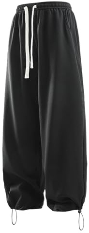 Pantaloncini da uomo con coulisse, dritti, a gamba larga, con tasche, joggers, vestibilità rilassata, morbidi e comodi, pantaloni sportivi casual, per casa, yoga, palestra, atletica, da uomo, Nero , L