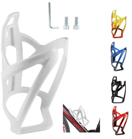 Garegce Bike Water Bottle Cage, 1PCS Mountain Bicycle Water Bottle Holder with Screws，Universal Durable Non-Slip Cycling Drink Bottles Holder for Road Bike Kids Bikes Accessories-White