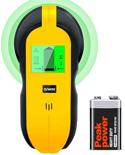 FOLAI Stud Finder Wall Scanner - 4 in 1 Stud Detector Detector Beam Finders Wall Detector Sensor Center Finding with LCD Display for Wood AC Wire Metal Studs Cable Joist Detection,Yellow-TH250