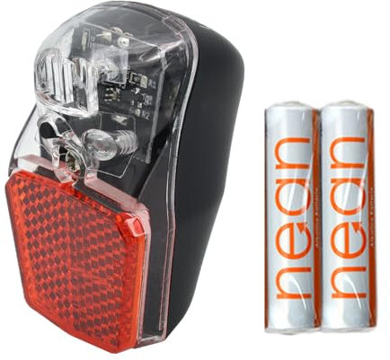 nean Luz trasera de bicicleta con pilas, faro y permiso de circulación, 7 candela