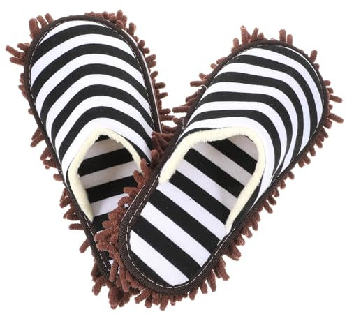 TOVINANNA 1 Par Zapatillas de Limpieza con de Microfibra Zapatos Prácticos para Fregar Zapatillas Antideslizantes para Mopa Adecuadas para Pisos Color Café Talla