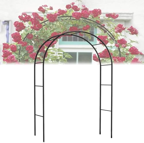 Traliccio ad arco da giardino in metallo resistente, per matrimoni, grande pergolato in ferro per rose e fiori, decorazione da giardino per feste nuziali, design bianco e nero