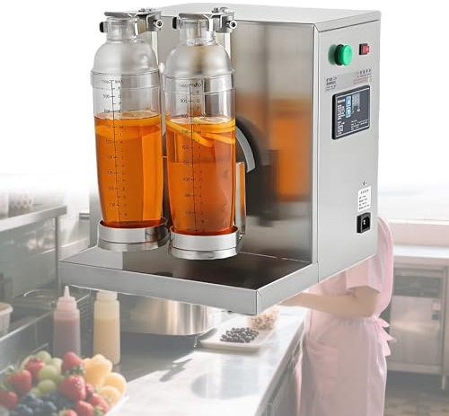 Máquina Automática de Coctelera de Té con Leche Batidora de Acero Inoxidable de Doble Marco para 350-1000 Ml Batidora Eléctrica para Café,Jugo