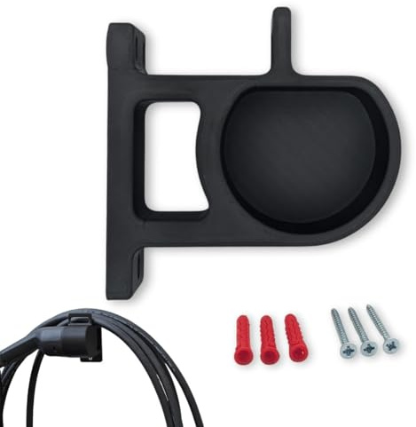 3disto Wandhalterung Typ 2 Ladekabel seitlich | EV Steckerhalter mit Kabelhalter | Made in Germany | wetterfest | passend für alle Typ 2 Stecker nach DIN EN 62196-1 (Links offen)