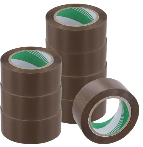 JIEHIN Lot de 8 rouleaux de ruban adhésif marron - 48 mm x 100 m - Marron - Haute résistance - Pour emballages, caisses, emballage silencieux