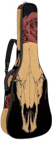 Gitarrentasche im Vintage-Stil, dunkelgrün, mit Pinsel, nahtloses Muster, gepolsterte Gitarrentasche für Akustikgitarre, Gigbag für E-Bass, Konzertgitarre, Multicolor 08, 42.9x16.9x4.7 in, Lässiger