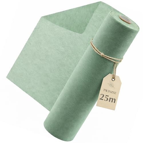 Twinzee - Vlies Tischläufer Eukalyptus, 30 cm x 25 m - Tischband fur Tischdeko Geburtstag, Hochzeit, Taufe, Outdoor - Decoratives Tischläufer Modern Rolle