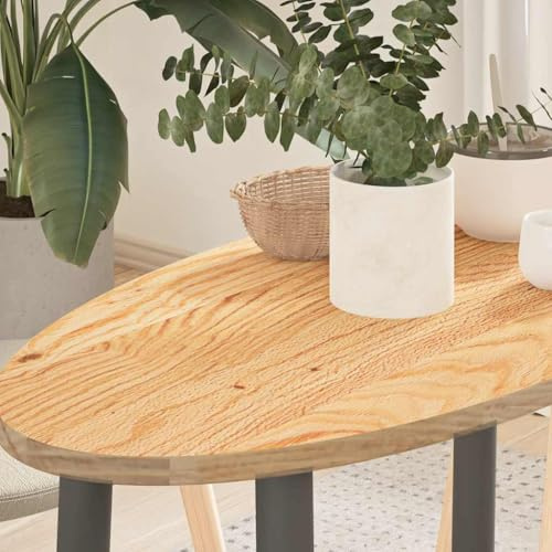 QJBSAVVA Piano d'appoggio 80 x 40 cm, ovale, in legno massello di quercia finemente levigato, per tavolino da caffè, piano di lavoro, esterni, bistro, design robusto per soggiorno, cucina, giardino