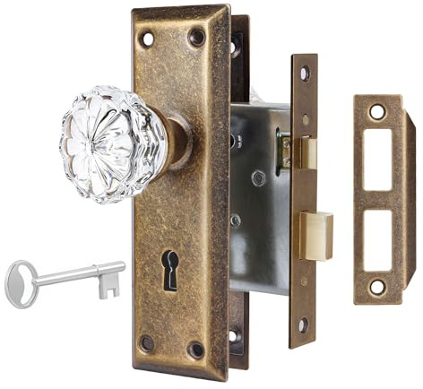 newliplace Mortise Lock Set for Interior Door with Crystal Glass Door Knobs
