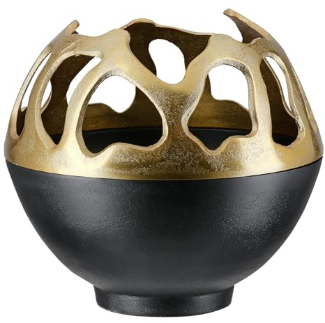 GILDE Vindljus Branca av aluminium – guldfärgad/svart – höjd 25 cm x Ø 26 cm – bordslampor