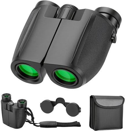 PAHTTO Prismáticos compactos para Adultos, de 12 x 25 cm, pequeños, de Poca luz, Transparentes, Plegables, Ideales para Juegos Deportivos, observación de Aves, Viajes, Caza, conciertos