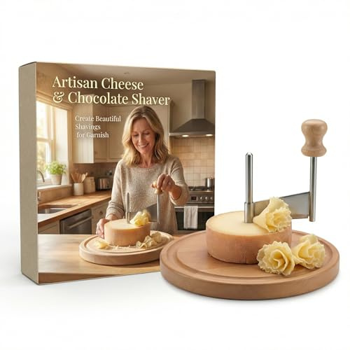 RPS-IND Cheese Curler Shaver for Tete de Moine, Cheese Curler Wheel Slicer, Wooden Base