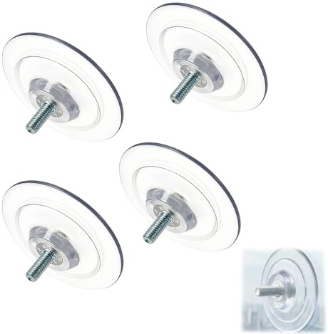 Paquete de 4 Ventosas Grandes de 85 mm con Tuerca de Tornillo M8, Almohadillas de Succión de PVC Transparente, Ventosas de Vidrio Extrafuertes, Soporte Adhesivo para Vidrio y Superficies Lisas