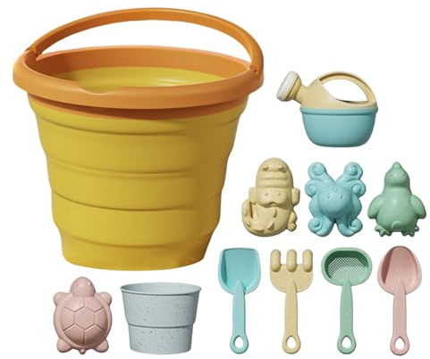 Sand Toys for Kids, Beach Digging Game, Folding Fruit Bucket, Outdoor Play Set for Ages 3+ Building Backyard Camping Swimming Pool Vacation Fun Durable Toys, Portable Design