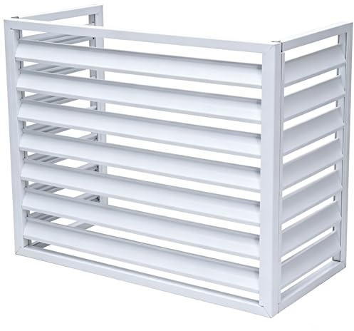 unmjgybc 1,5P Protector para Aire Acondicionado, Cubierta Exterior de aleación de Aluminio, Marco Exterior para Aire Acondicionado, No obstruye la ventilación,Fácil de Instalar (Blanco, 100×50×70cm)