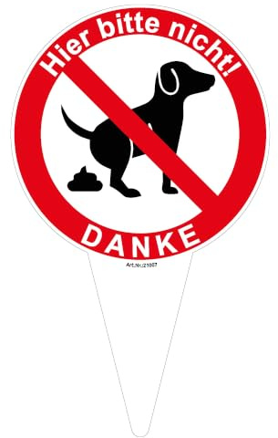 Steckschild Schild Hier bitte nicht! Hinweisschild 180x300 mm, Hundeklo, Tretminen Hund, stabile Aluminiumverbundplatte 3mm stark