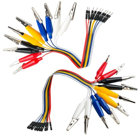 DIYmalls Alligator Clip to Dupont Cable Breadboard Jumper Wire 10pin 20cm | DIYmalls Alligator Clip to Dupont Cable Breadboard Jumper Wire 10pin 20cm Male Female for Arduino Microbit Test Lead