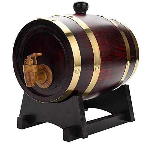 Jimfoty American Oak Aging Barrel, Personalized Premium Oak Wood Whiskey Wine Barrel Vintage Timber Barrels for Beer Whiskey Rum Port(1.5L)