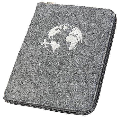 luxdag Reisepasshülle aus Filz mit Reißverschluss (Farbe & Motiv wählbar) - Reiseorganizer für Reisepass, Personalausweis, Tickets & Kreditkarte - Ausweistasche für unterwegs - Reisepassetui