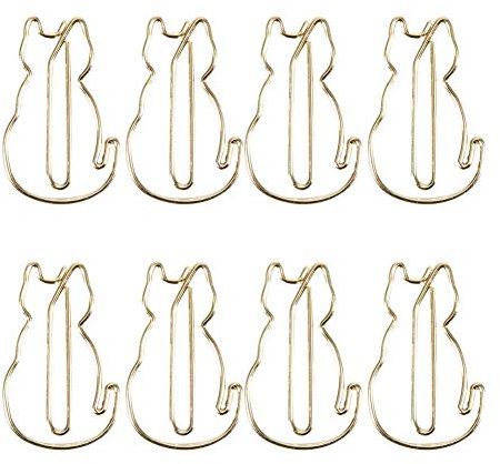 12Pcs Büroklammern Katze, goldene Briefmarken Lesezeichen für Büro, Schule, 3x2 cm
