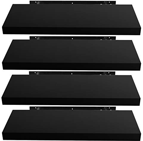 EUGAD Wandregal Schwarz, Regal Wand 4er Set, Wandboard für Wohnzimmer, Küche, Badezimmer, Bücher/DVD/CD/Bilderrahmen/Pflanzen sortieren, 0045QJ-4