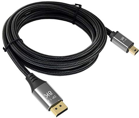 Câble Cablecc DisplayPort 1.4 8K 60 Hz Ultra-HD UHD 4K 144 Hz Mini DP vers DP Câble 7680 * 4320 pour PC vidéo pour Ordinateur Portable TV 2M