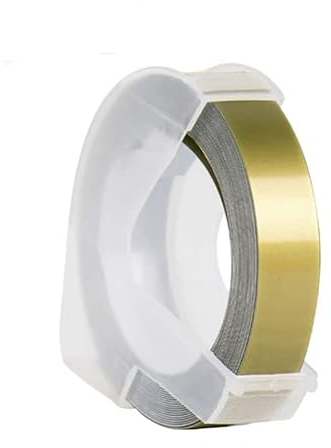 POWERTOOL 3D-Prägeband, selbstklebende Prägeetiketten Ersatz für Dymo, 9 mm x 3 m, weißer Druck auf Gold, 1 Stück (die gleiche Farbe)