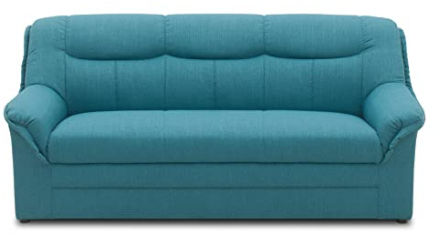 DOMO. collection Sofa Berlin, klassisches Design, Petrol | 3 Sitzer mit Federkern für hohen Sitzkomfort im klassischen Design, 191 x 90 x 89 cm (BxTxH)