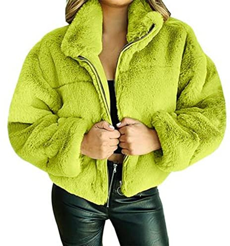KeYIlowys Giacca da Donna in Peluche con Cerniera in Pelliccia Sintetica Autunno E Inverno in Pelliccia di Coniglio