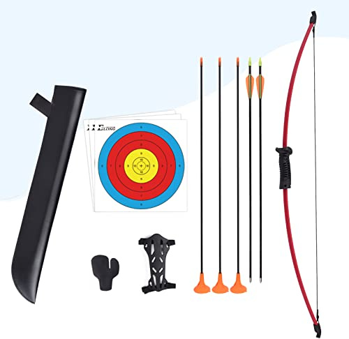 ELONG OUTDOOR ELONG Recurve pil och båge set utomhus ungdom med koger barn junior bågskytte nybörjare långbåge målträning för tonåringar lag spel