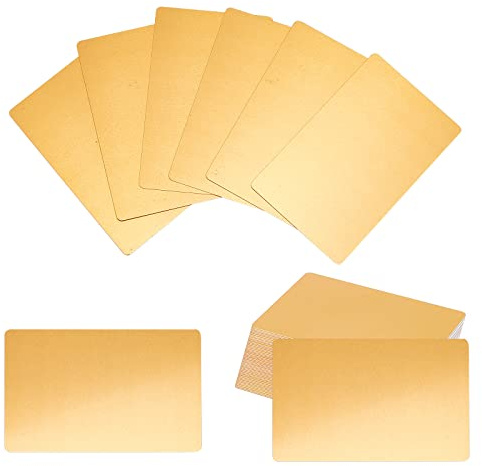 NBEADS 50pz Biglietto da Visita in Metallo, 3.39X2.13 Alluminio Dorato Vuoto Con Incisione Laser per Carte Regalo Fai da Te per Clienti Dell'Ufficio