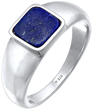 Kuzzoi Herrenring Siegelring massiv (10 mm) 925 Silber Klassischer | Silberring mit Emaille für den Mann Ring für Männer mit Emaille Platte Ringgröße 60 - 66