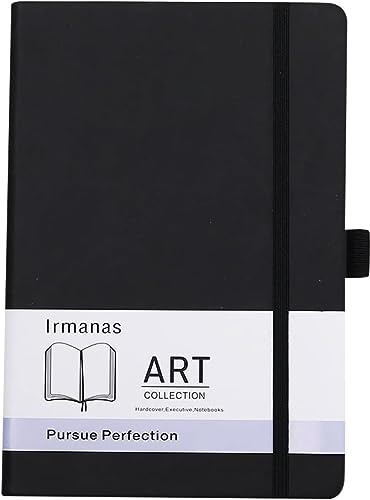 Irmanas Notizbuch A5 Liniert, 160 Seiten 100 g/m² Seiten Hardcover Notizblock Collegeblock mit Gummizug und Stifthalter, klassisches Design Notizblock geeignet für Büro, Schule