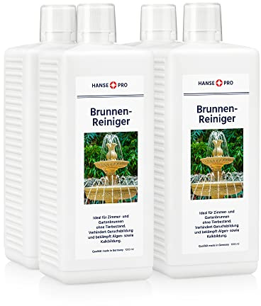 HANSE PRO Brunnen-Reiniger, 4 x 1000 ml I Wasser-Pflege I Reinigung I hält Wasser frisch und klar I verhindert Algen, Bakterien und Kalk
