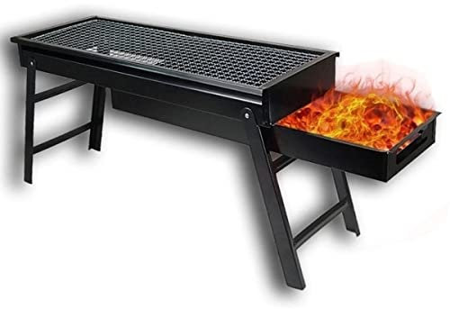 LJBOZ Barbecue à Charbon de Table Pliable en Acier Inoxydable Barbecue Bois Portable Exterieur Grille sur Pied, Grill Barbecue Camping pour Barbecue de ExtéRieur Camping, 3-5 Personnes