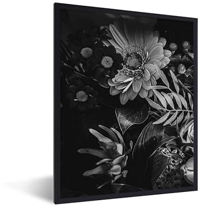 MuchoWow Poster encadré Bouquet - Nature morte - Fleurs - Plantes - Rouge Tableau deco avec cadre 60x80 cm affiche decoration murale
