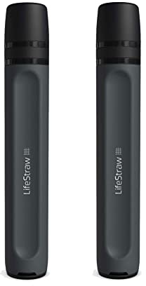 LifeStraw Peak Series - Personal Water Filter Straw for Backup Filtration, Emergency, Survival, and Ultralight Hydration, Dark Mountain Gray, 2 Pack