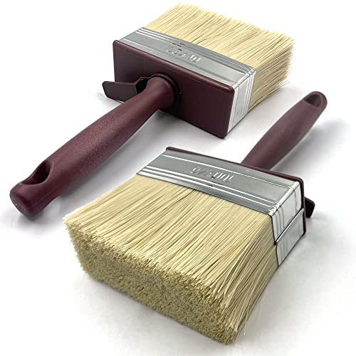 2 Pack Shed and Fence Paint Brush - 4 Inch Paintbrushes Decorating Decking Paint Brush - Masonry Fence Brush Large Paint Brush for Painting Shed, Fence, Decking and Exterior Walls