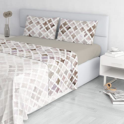 Set Lenzuola Letto Fashion, Made in Italy- Completo Letto in Morbida Microfibra, Lenzuolo Sotto con Angoli, Telo Sopra 240x270 e Federa con Patella Interna, Matrimoniale, Florence