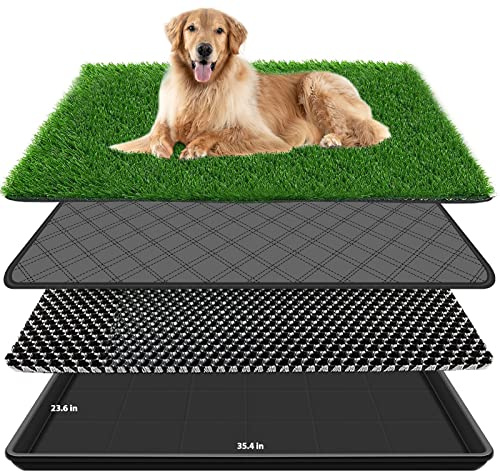 Embellbatt 60X90CM Inodoro para Perros, Pipican para Perros en Casa,Bandeja Empapadores, Alfombra de Césped Artificial con Bandeja, Tapete de Entrenamiento para Mascotas para Interiores y Exteriores