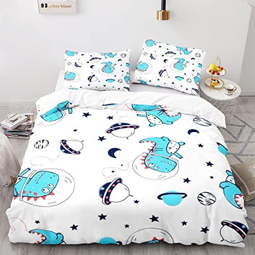 BIJOOT Bettwäsche Reissverschluss 135X200 cm Mit 2 Stücke 80X80Cm Kissenbezügen Dinosaurier Kinder Bettwäsche Set 135X200 Weiche Mikrofaser Bettwäsche 3D Drucken