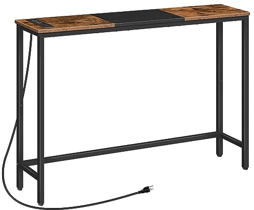 HOOBRO Narrow Console Table with Power Outlets, 44.9 Inches Sofa Table Slim
