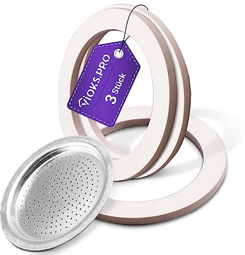 Vioks.pro 3Stk Bialetti Dichtung aus Gummi mit Espresso Siebeinsatz für 1 Tasse - Bialetti Filter Dichtung für Espressokocher Biаlеtti Moka Express