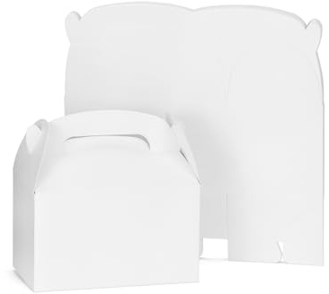 QWORK® Paquete de 24 cajas de regalos, caja de regalo de papel, blanca, 16 * 9.5 * 9.5 cm, caja plegable, adecuada para bodas, cumpleaños y Navidad