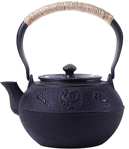 LOSTIS Théière Fonte Japonaise Théière Bouilloire Théière en Fonte Japonaise 1200 ML/1.2L avec des Pots De Thé De Passoire D'infuseur d'acier Inoxydable pour Le Thé Théière en Fonte Theiere en Fonte