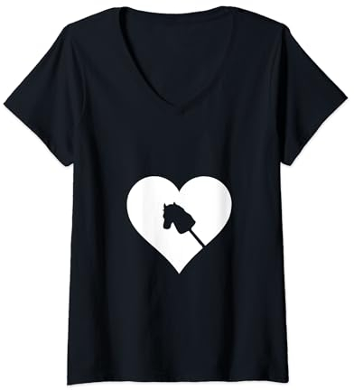 Damen Hobby horse selbstgemacht Steckenpferd hobby-horse T-Shirt mit V-Ausschnitt